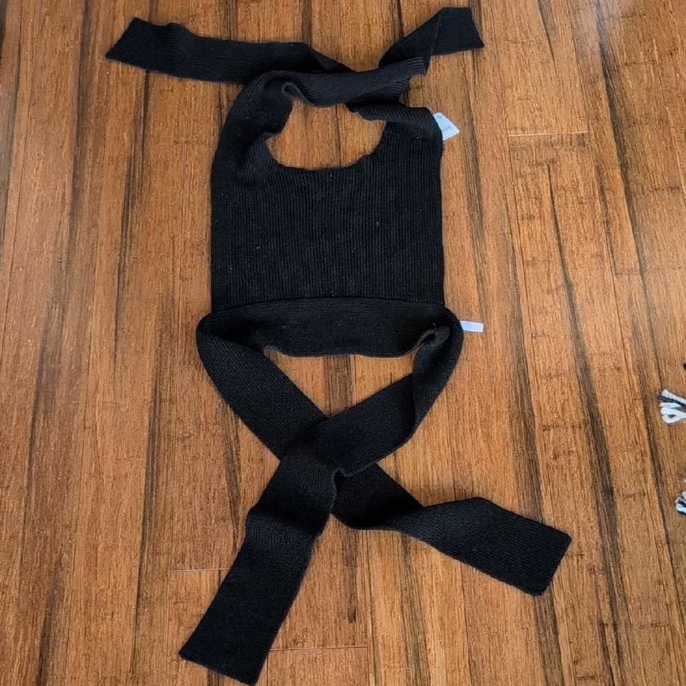 Free People Black Knit Wrap Tank Top